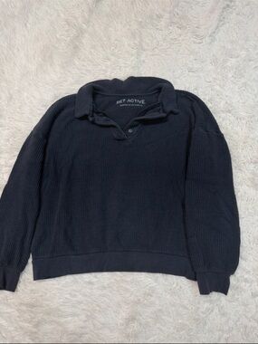 Set active navy waffle sweater size M